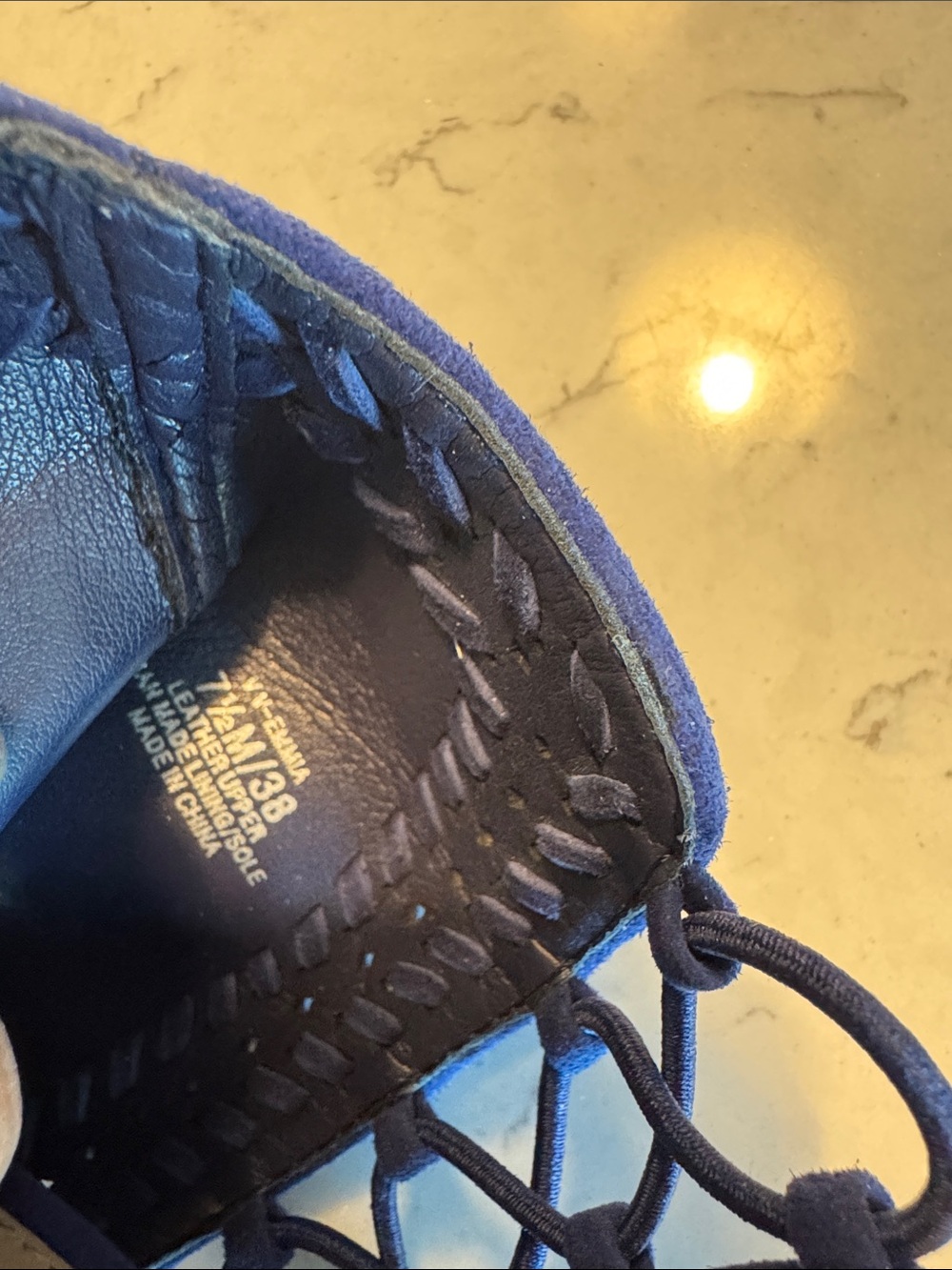 Vince Camuto Navy Suede Cutout Open-Toe Ankle Heels - Picture 4 of 5